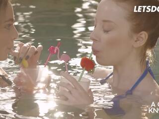 Adorable Lesbians Lottie Magne & Clara Mia Romantic sex video By The Pool - A damsel KNOWS