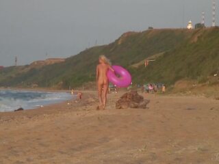 College daughter Agnes Walks Around The Beach Full Nude (With An Audience)
