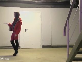 Red Tights. Jeny Smith Public Walking in Tight Red Pantyhose (no Panties)