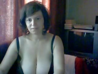 Classic Busty Pale MILF Stripping and Showing Huge Tits