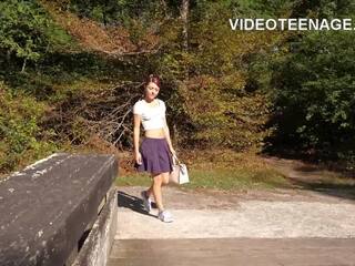 Elegant tiny babe uspkirt outdoor and first porno audtion